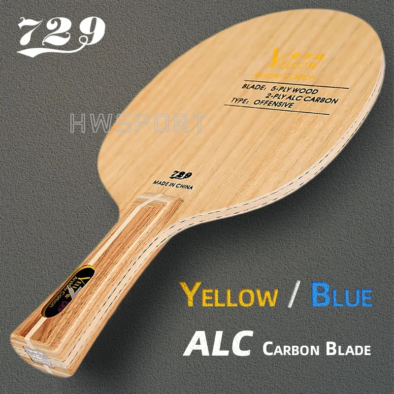 729 Giallo Blu Alc Carbon Table Tennis Blade 5 + 2 Fiber Ping Pong Blade Blue Alc Carbon Per Attacco Rapido Con Loop Drive