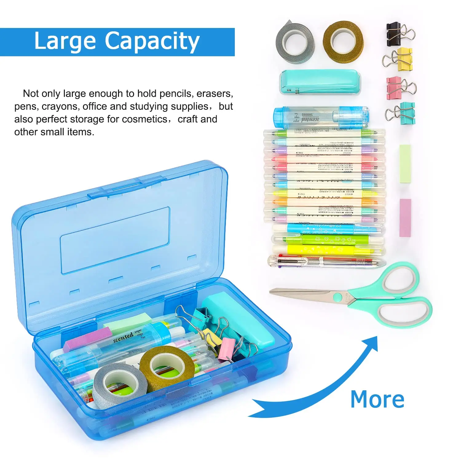 Plastic Pencil Case Large Capacity Clear Boxes with Snap-Tight Lid  Children's Cute Sketch Container School Stationary - AliExpress