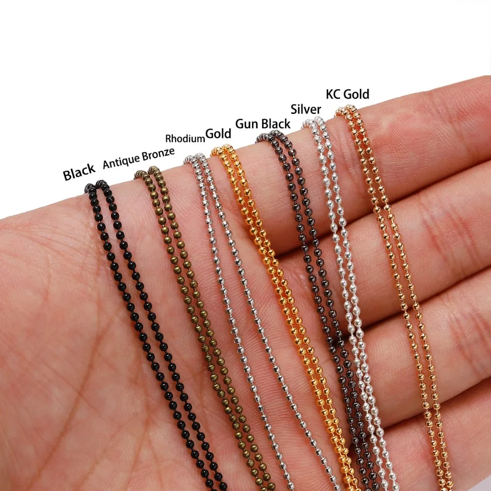 Metal Ball Bead Chains 5m/lot 1.2 1.5 2.0 mm For Jewelry Making Supplies DIY Accessories