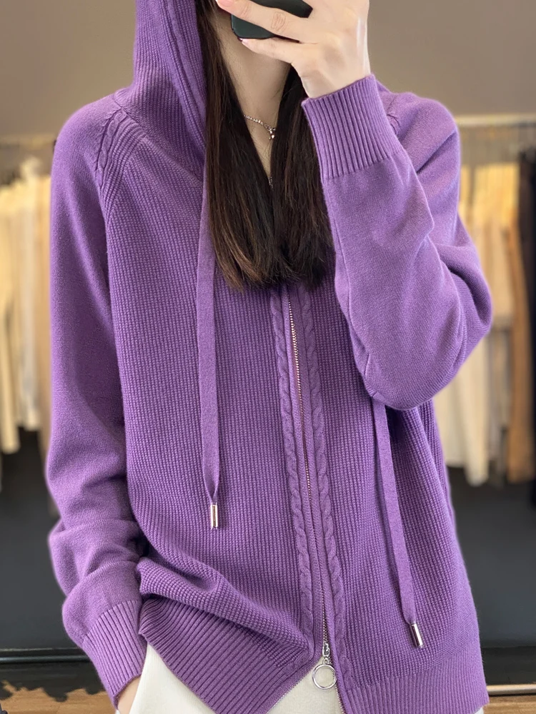 New Hoodies And Cardigans Hooded zip-up Long Sleeve Coat For