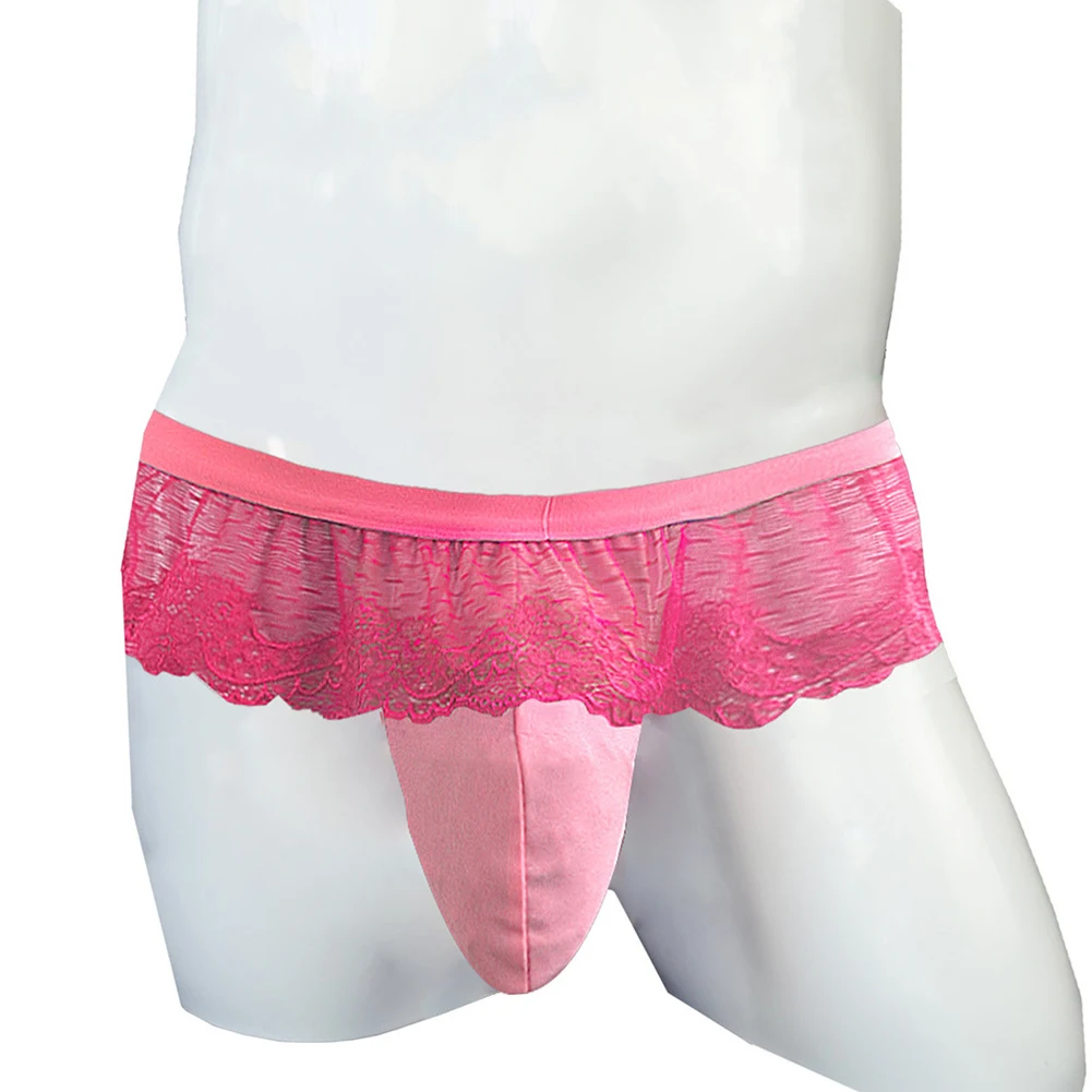 

Sexy Sissy Underwear Big Scrotum Pouch Thong Panties Mens Sheer Lace Skirt G-String Underpants Seductive Erotic Lingerie