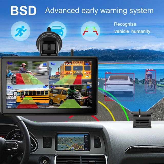 654549-d6fa73.jpg IPoster اللاسلكية 7 بوصة تعمل باللمس شاشة DVR شاشة سبليت 1/2x BSD AI كشف كاميرا احتياطية تعمل بالطاقة الشمسية لا ضرر تثبيت Rv