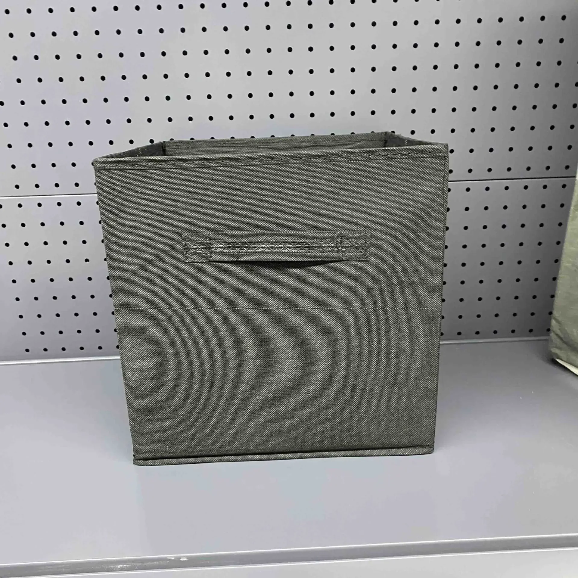 1pc-Grey Uncovered Square Storage Box with Foldable Fabric for Household Use, Snacks, and Miscellaneous Items Sorting Basket