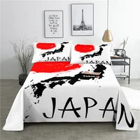 Japan Style 0.9/1.2/1.5/1.8/2.0m Fashion Digital Printing Polyester Bed Flat Sheet With Pillowcase For Woman Bedding Set 2