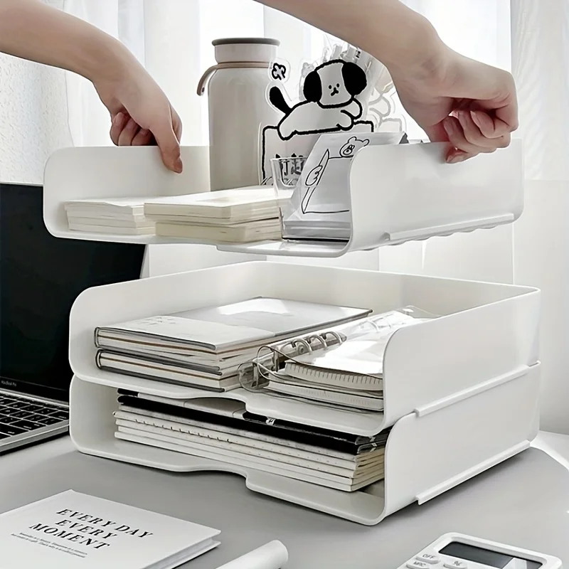 2pc A4 File Storage Box Office Desktop Finishing Artifact Multi-functional Student Dormitory Bookshelf Desk Shelf