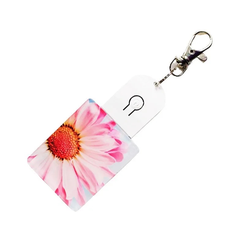 

Free Shipping 30pcs/lot Sublimation Blank Acrylic Keychain With Led Light For Christmas Family Gifts Key Use