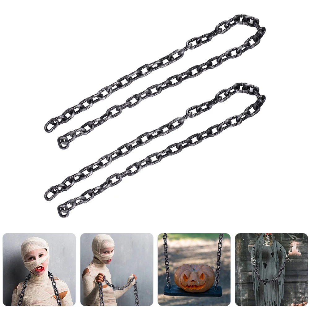 2Pcs Halloween Fetter Prop Simulation Iron Chain Prop Prisoner Chain Prop Halloween Costume Prop Decor Chain For Halloween Party 3