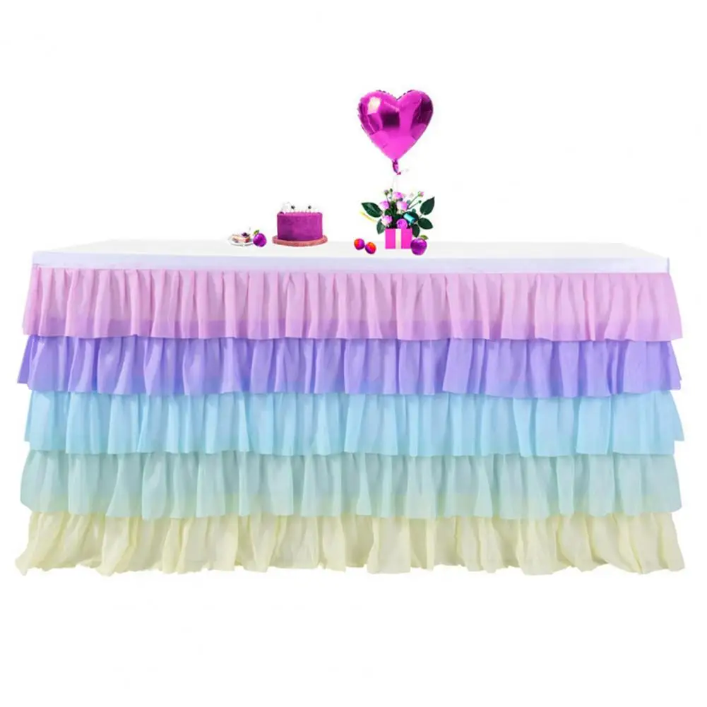 Children Birthday Party Supplies Table Skirt for Rectangle Round Tables Reusable for Ceremonies
