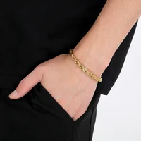 Bracelets en argent Sterling 925 plaqué or 18 carats, chaîne de 4MM, pour hommes et femmes, unisexe, Simple, à breloques, cadeau de fête de mariage, 20cm, 8 pouces 4