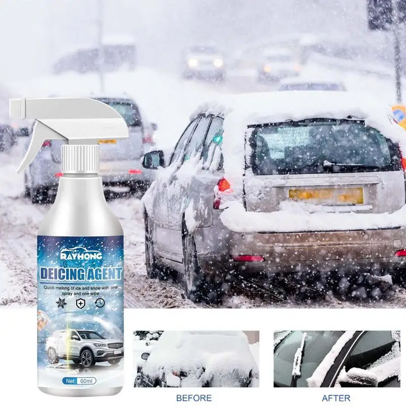 

Window Deicer Spray 60ml Powerful Fast Melting Snow Cleaner Car Window Cleaner Instantly Melts Ice On Lock Holes Exhaust Pipe