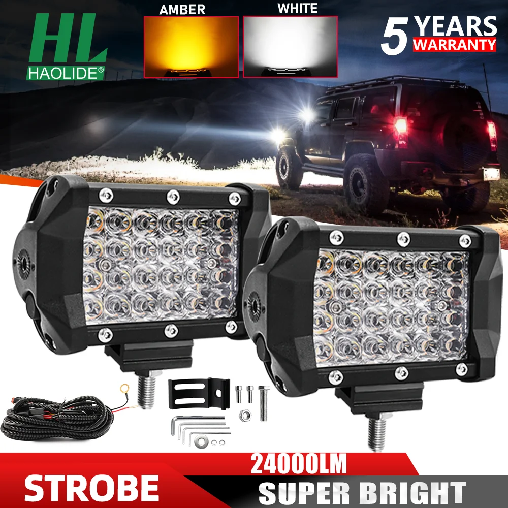 HAOLIDE 4inch LED Light Bar 4x4 Offroad 12V Spotlights Auto Fog Lamp
