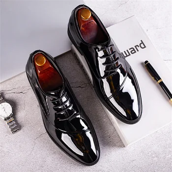Men's Dress Shoes Classic Modern Formal Business Oxford Comfortable Tuxedo Casual Lace Up Derbys Shoes For Men 5