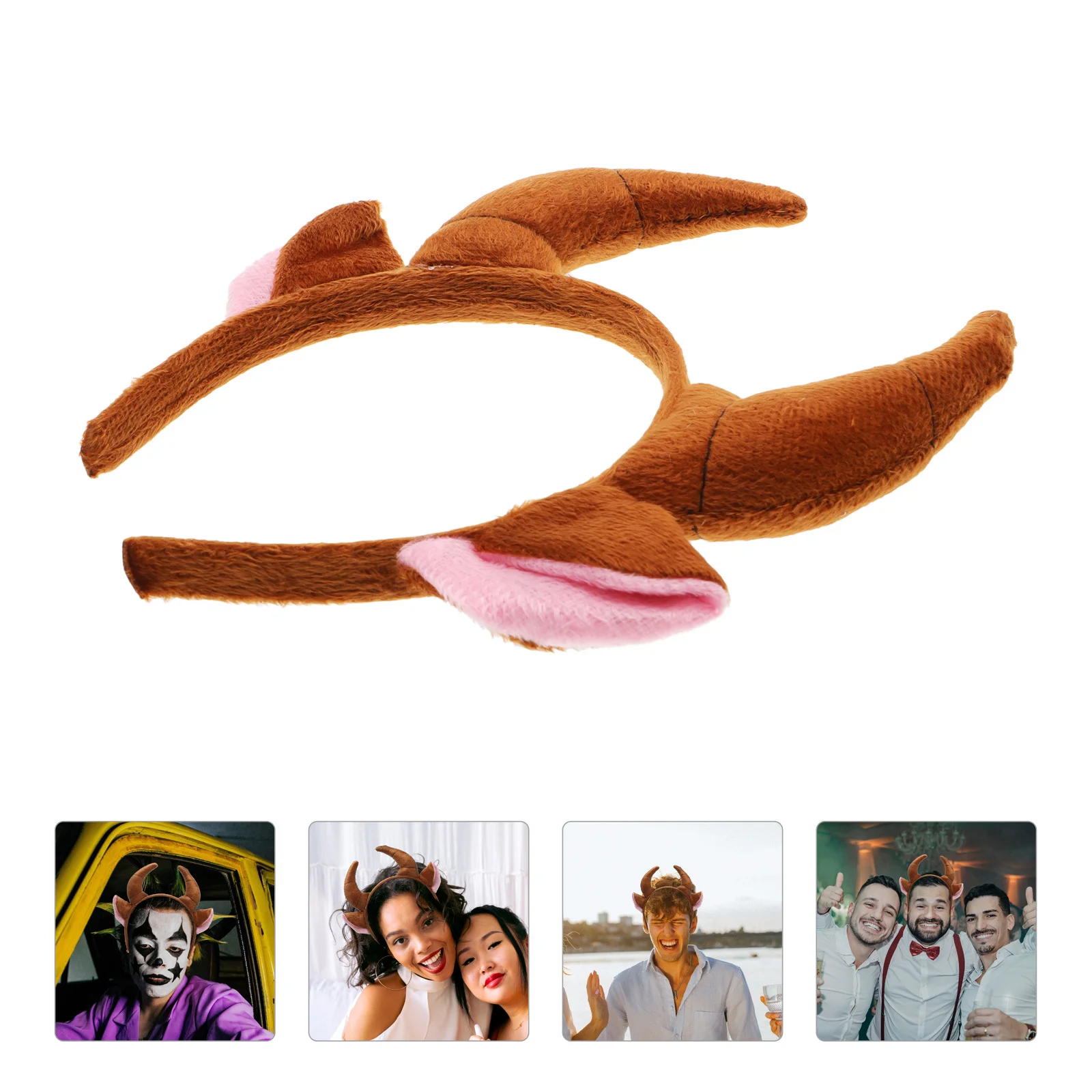 

Kids Ox Horn Shape Animals Ears Headband Party Cosplay Costume Headdress Hair Headpiece (Brown)