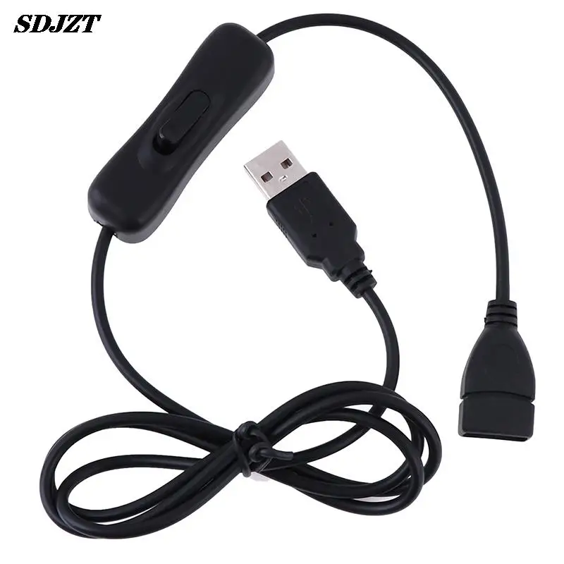 전자 날짜 변환 USB 케이블 수-암 스위치 온 오프 케이블 토글, LED 램프 전원 라인 블랙, 1m