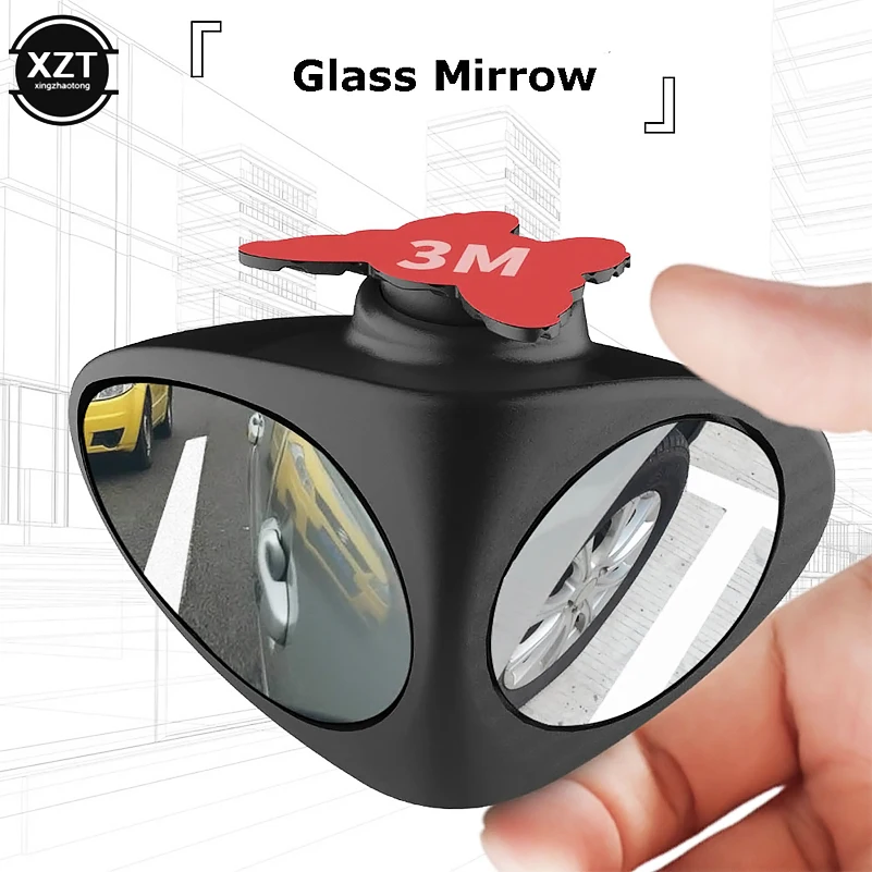 1Pc 360 Degree Rotatable 2 Side Car Blind Spot Convex Mirror Automibile Exterior Rear View Parking Mirror Safety Accessories blind spot mirror wide angle mirror