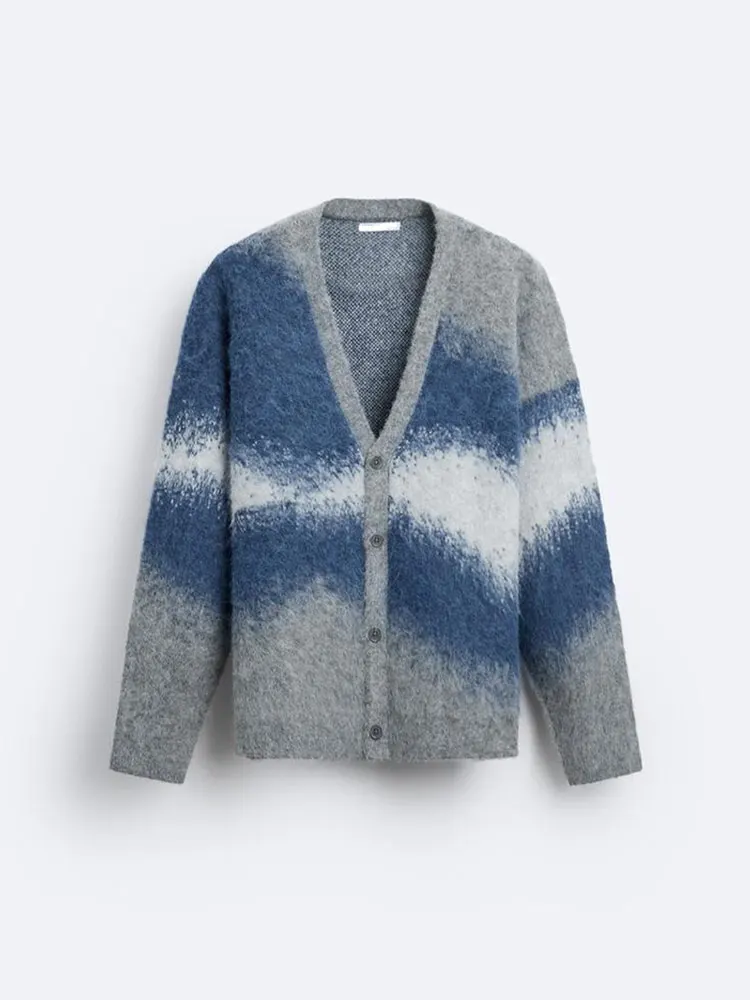 Knitted Cardigan Men's V-neck