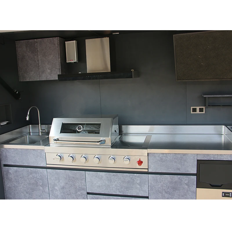 Cuisine extérieure moderne avec gril à gaz, pergola et hangar 4