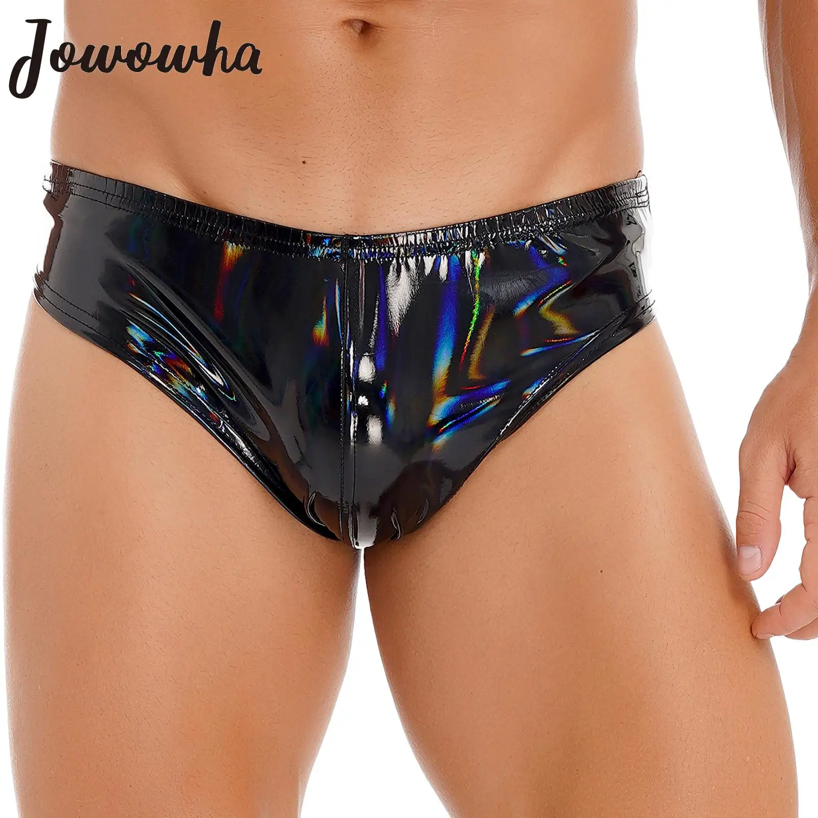 

Mens Wet Look Patent Leather Latex Briefs Underwear Underpants Rave Party Club Dancing Performance Elastic Waistband Panties