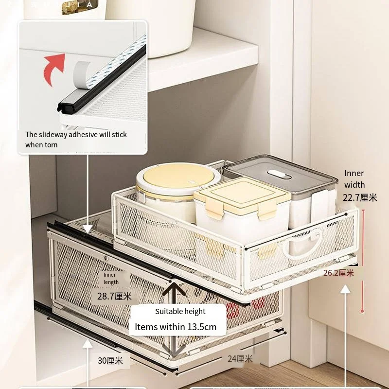 Kitchen Pull-Out Folding Storage Baskets Spice Bottles And Jars Shelves  Cabinet Inside Drawer Box - AliExpress