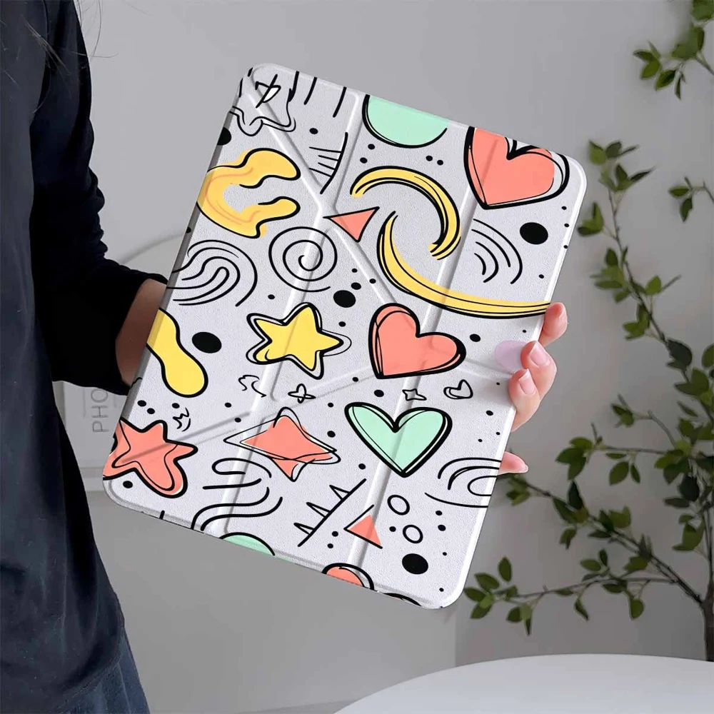 Hot Doodle Hearts and Stars Protective Tablet Case with Pen Slot