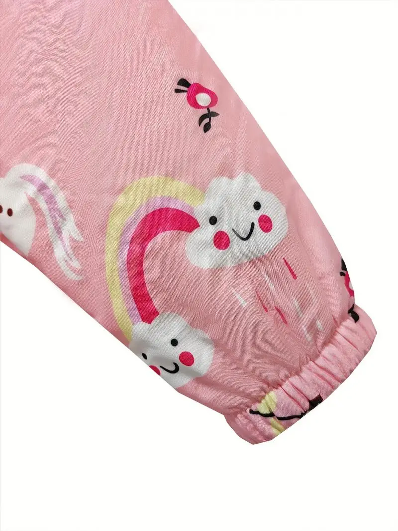 Unisex Fleecejacke mit niedlichem Einhorn-Print, Kapuze, langen Ärmeln und Revers – warme, modische und vielseitige Cartoon-Jacke für Herbst und Winter – Detail 11