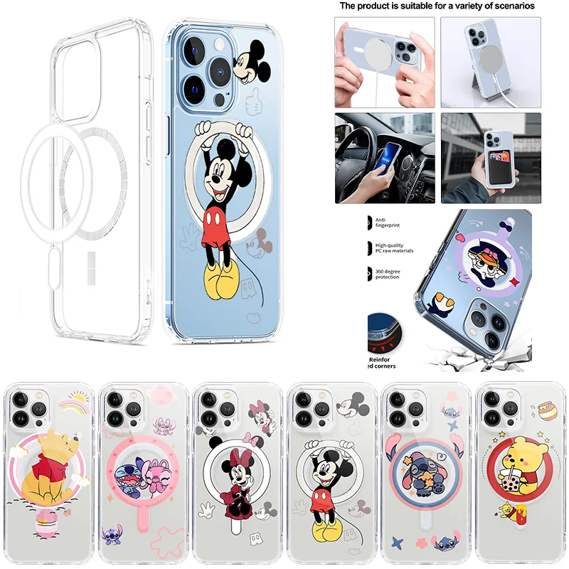 Disney Stitch Mickey And Minnie Magnetic Charging Case For iPhone 15 14 13  11 12 Mini Pro Xs Max XR X SE 2022 2020 7 8 Plus Bag - AliExpress