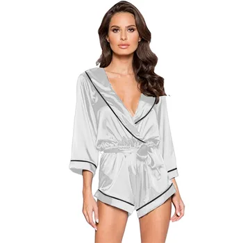 새로운 여름 짧은 소매 Jumpsuits 여성 섹시한 패션 Jumpsuit S-XXL 느슨한 홈 의류 슬림 바디 수트 여성 테디 잠옷