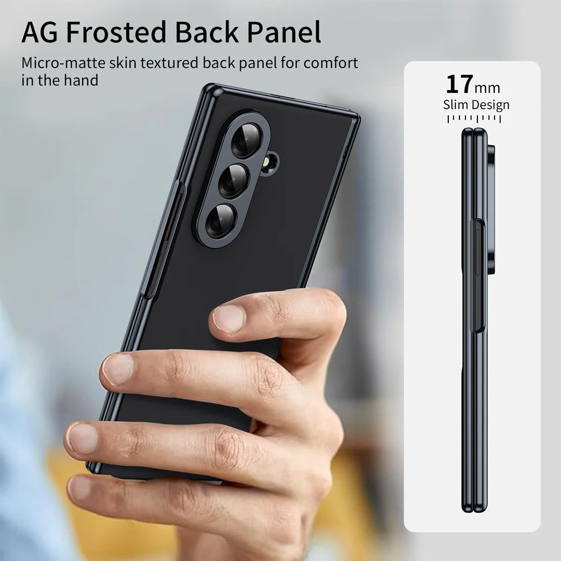 Electroplated Leather Phone Case with Hinge Protection and Glass Screen Cover