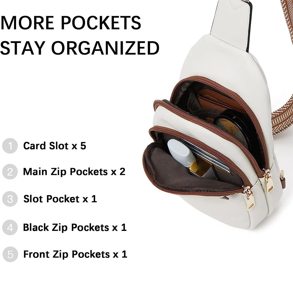 New Chest Sling Bag Crossbody Bag Pu Leather Shoulder Bag Large Sling Backpack Fanny Packs Chest Bag Travel Cycling Sports Bag