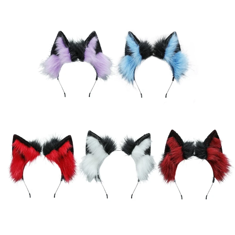 

Plush Kitten Hair Hoop Halloween Ears Headwear Furry Animal Hairband Anime Kitty Fancy Dress Cosplay New Dropship