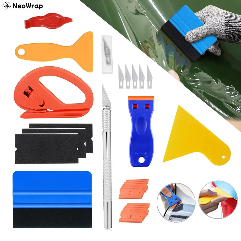 Car wrapping tools window tint film application kit felt squeegee vinyl foil plastic razor scraper