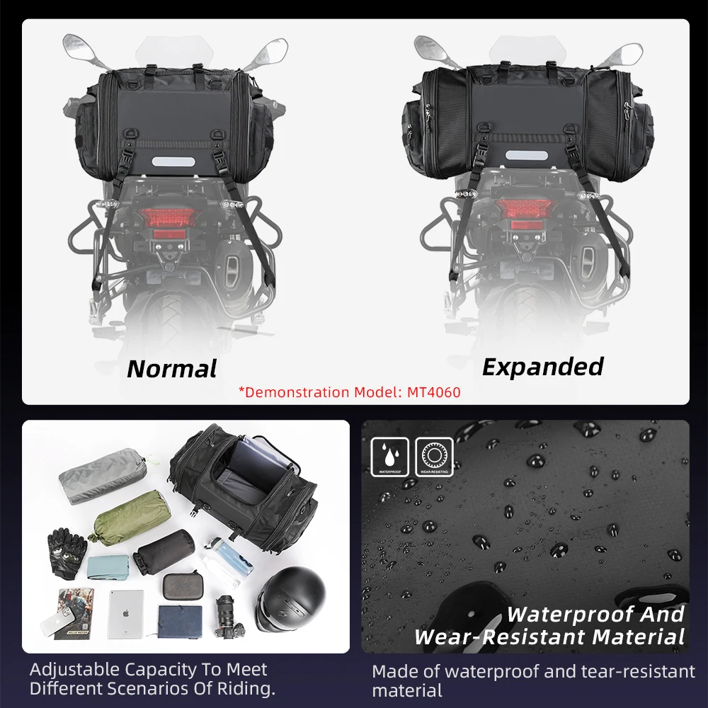 Rhinowalk Motorcycle Bag 40-60L Waterproof Motorcycle Rear
