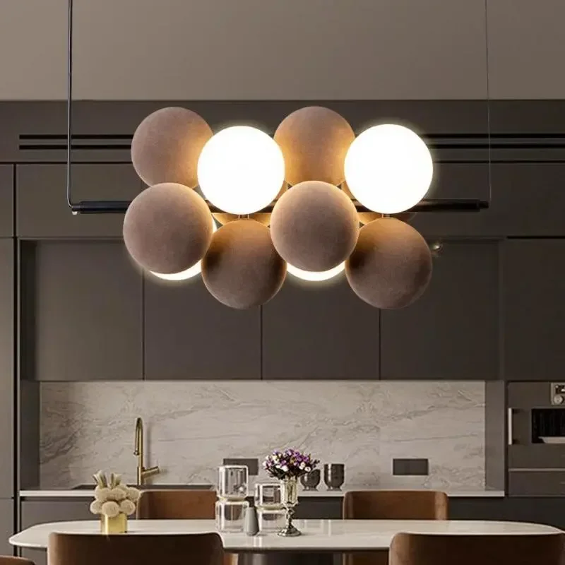 

Nordic Led Chandelier Bubbles Over The Table Bedside Lamp Modern Brown Pendant Lamps Fabrics Bedroom Hanging Lighting Fixture