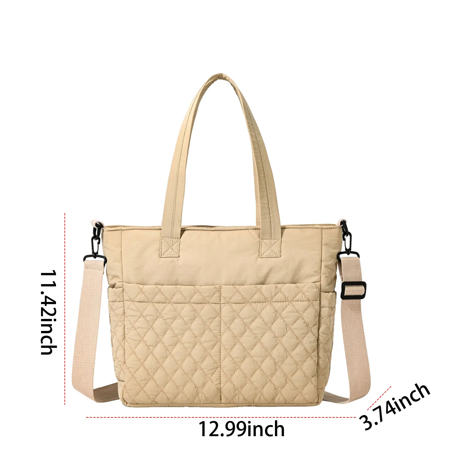 Women Cotton-Padded Quilted Shoulder Bag Adjustable Shoulder Strap Underarm Bag for Office Shopping Travel & Daily Use