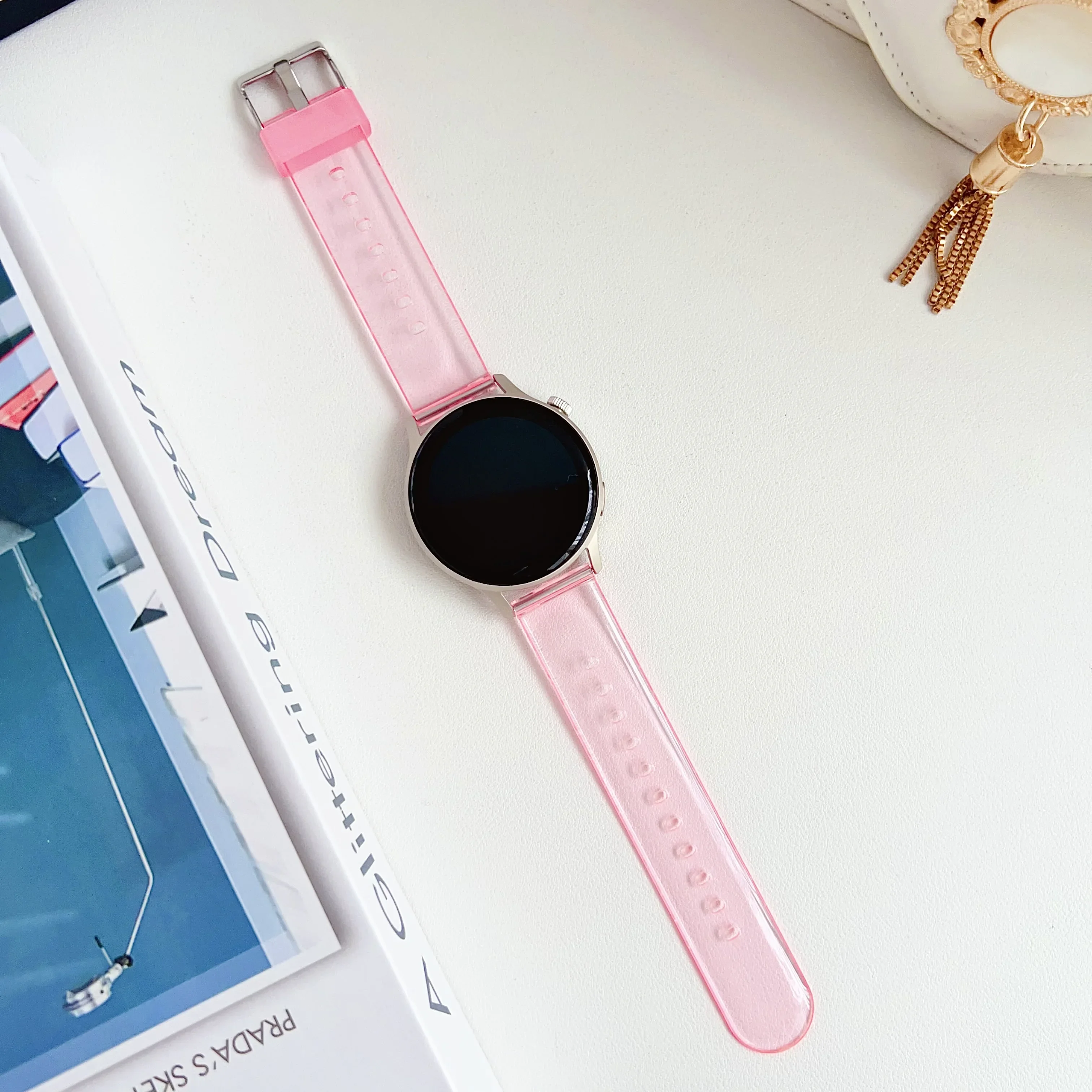 Enhanced Silicone Watch Strap – Premium Transparent Band, 20mm Adjustable Width