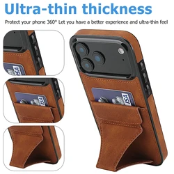 Foldable Leather Phone Case with Credit Card Slots and Kickstand Design - iPhone 12 Mini (Light brown)