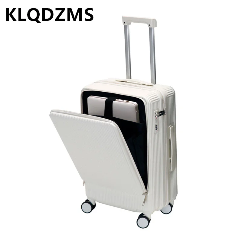 

KLQDZMS Cabin Suitcase PC Boarding Case Front Opening Laptop Trolley Case 20"22"24"26" Wheeled Travel Bag Rolling Luggage