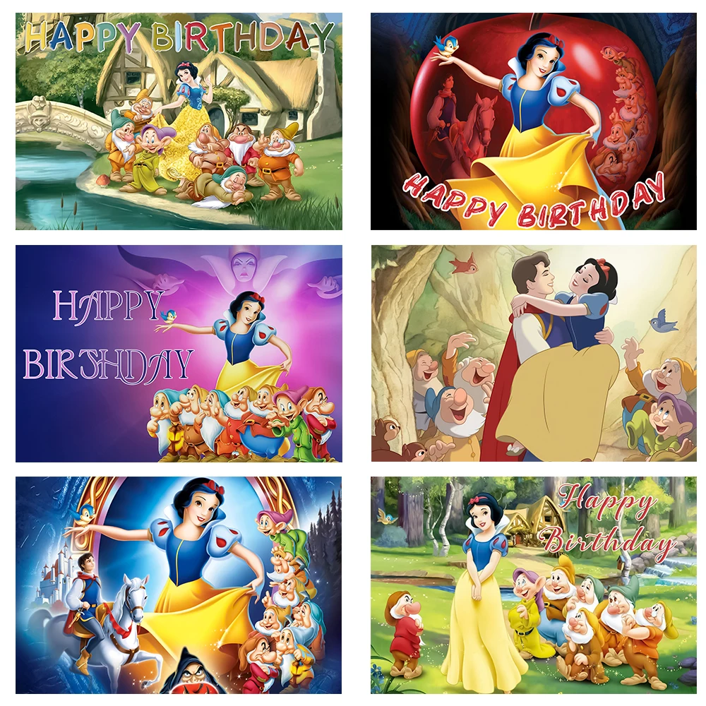 

Princess Snow White Theme Background Birthday Party Baby Shower Photography Vinyl Background Room Decor Supplies Photo Poster
