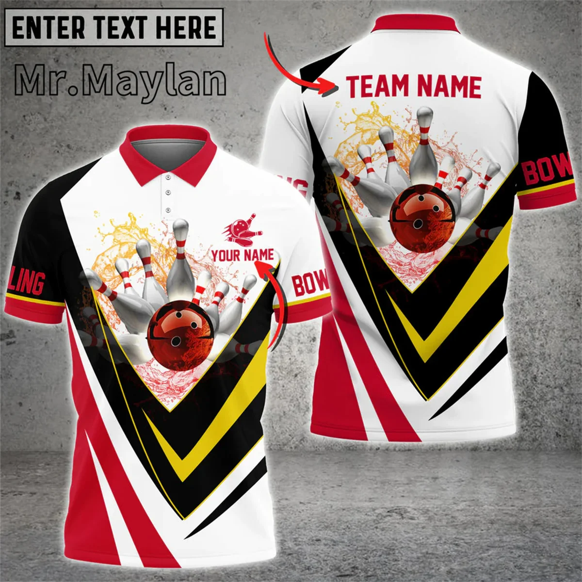 Custom Water Bowling And Pins Polo Multicolore 3D Summer Street Casual Top T-Shirt Senza Maniche Collezione Di Amanti Del Bowling