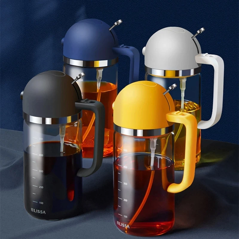 500ML 2 In 1 Oil Spray Bottle Kitchen Cooking Olive Oil Dispenser Dual-Purpose Outdoor BBQ Baking Soy Sauce Sprayer Accessories