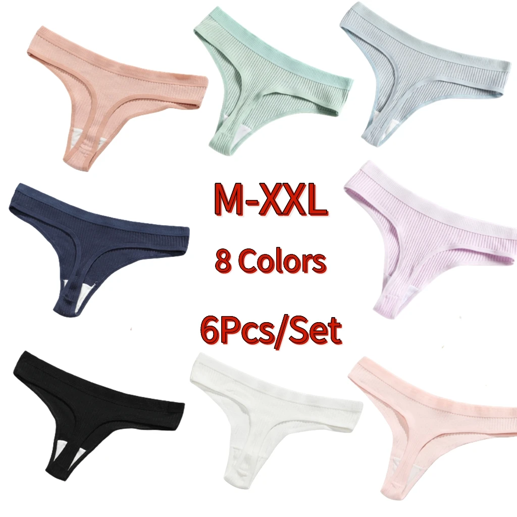 

Women Underwear 6pcs/Set Cotton Thongs Panties Ladies Intimate Sexy Female Lingerie G-string Cotton Women Underwear Sexy Panties