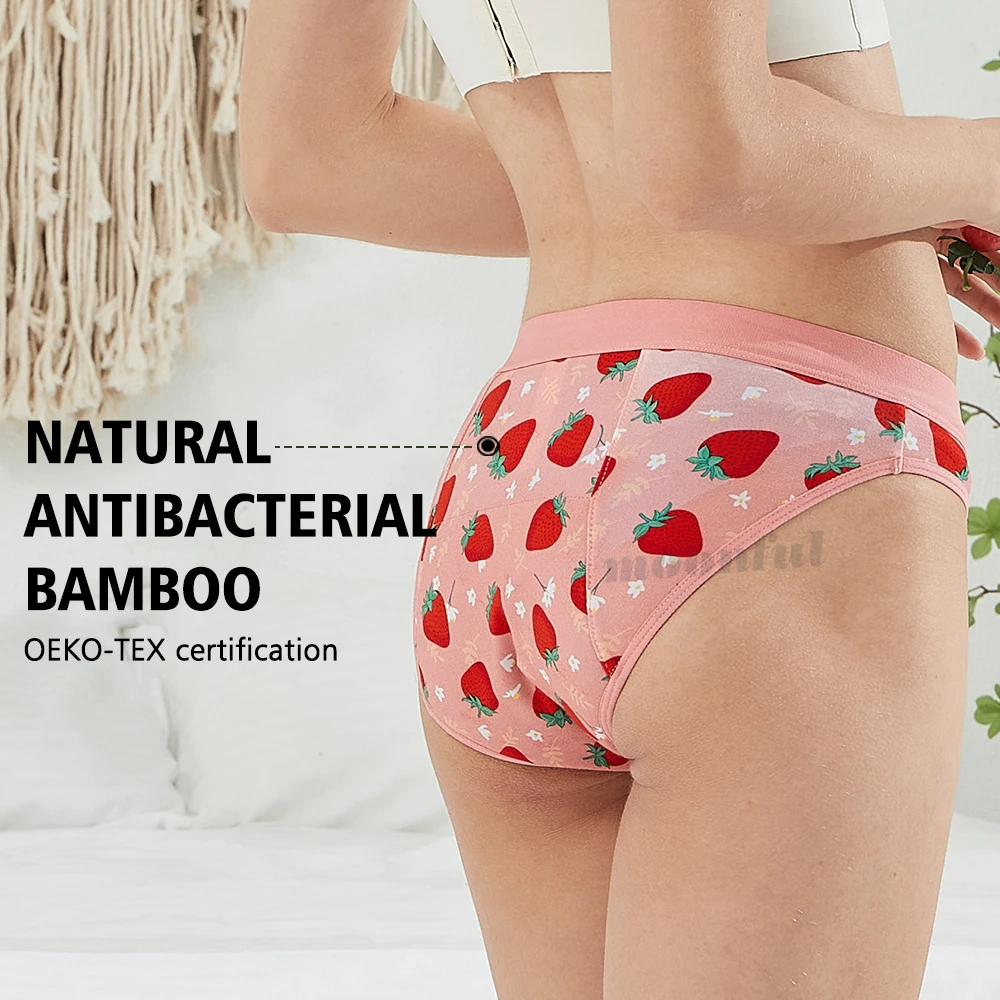 Teen Menstrual Panties Girl Absorbent Period Panties Women Bamboo Leakproof  Period Underwear Teenage Menstrual Bikinis 2PCS