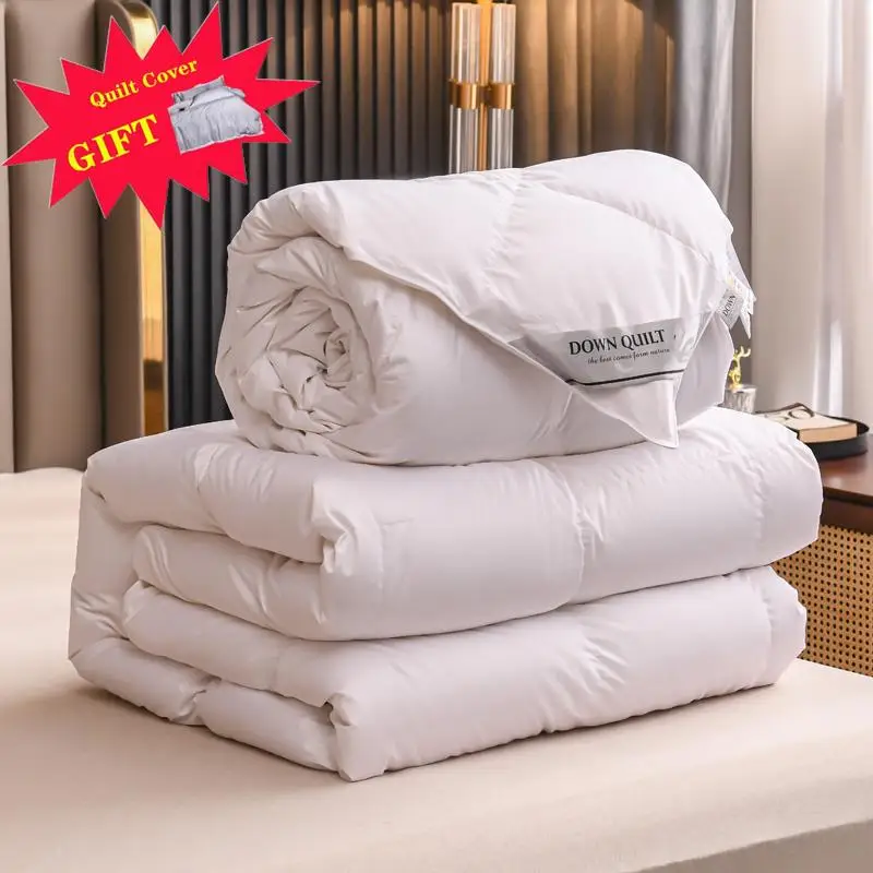 

Premium Two-in-One Duvet Goose Down Quilt Bedding All Seasons Soft and Comfortable 100% 95 White Goose Down Fill Thick Quilt