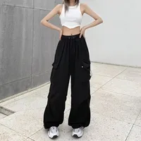 American retro workwear casual pants women's summer versatile straight leg hanging feeling ankle tied pants loose wide leg pants 2