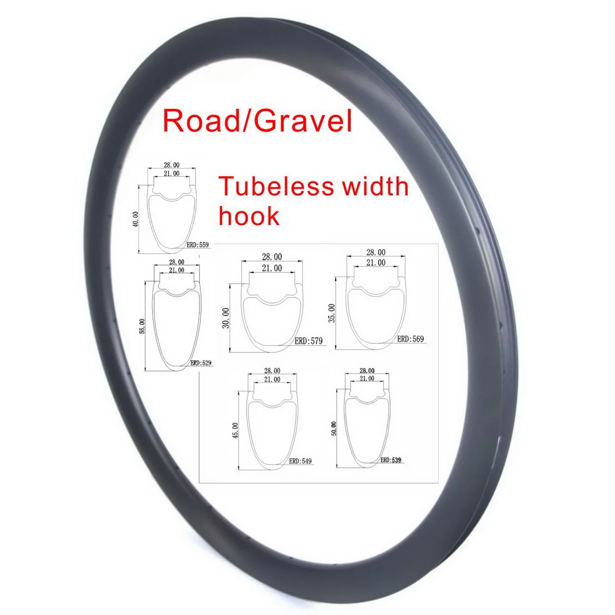 Paire De Jantes Carbone UD 700c Pour Vélo Route/gravel - Frein à Disque - 28 Trous - Tubeless Ready
