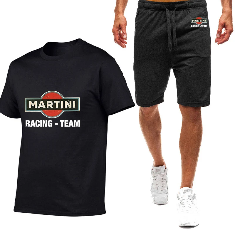 Martini Racing Printed Mens Short Sleeve Summer Mens Harajuku Style T-Shirt High Quality Cotton T Shirts Shorts Suit Sportswear