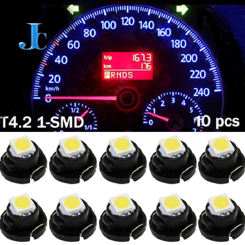 

10/4X Car Led Instrument Lights T3 T4.2 T4.7 T4 LED Super Bright Auto Panel Gauge Speedo Dash Lamps Dashboard Cluster Bulbs 12V