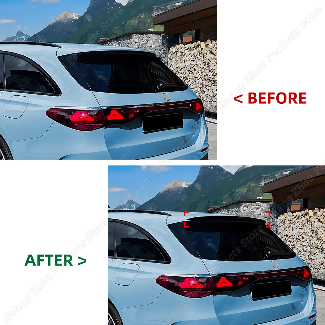 후방 트렁크 립 스포일러 윙 스플리터, 글로스 블랙, 고품질 ABS 플라스틱, 메르세데스 벤츠 E 클래스 에스테이트 S214 투어링 2024 +