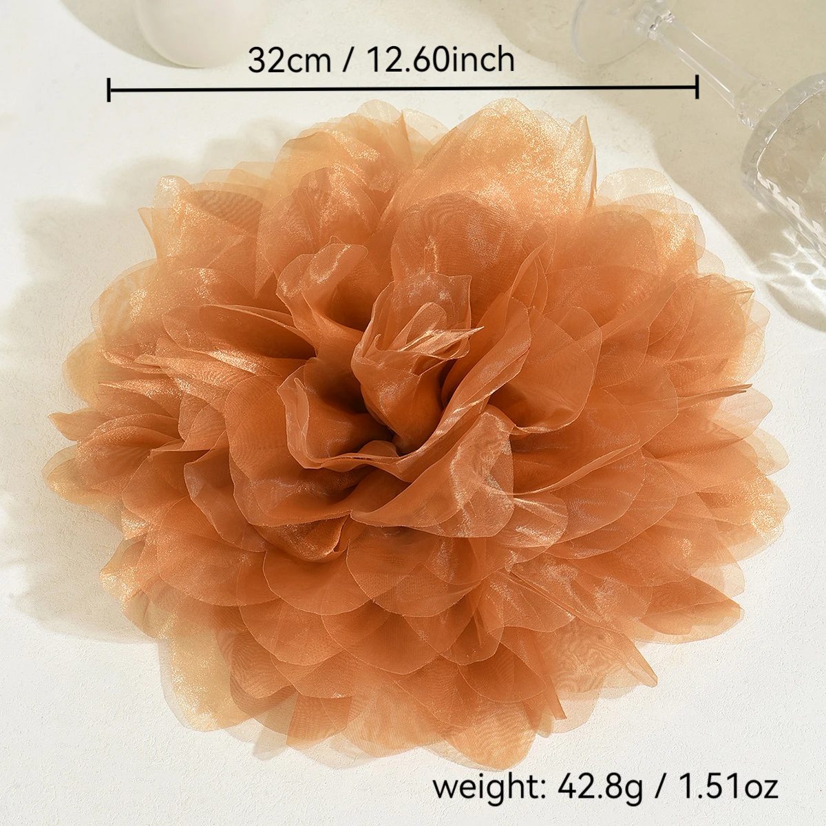 32CM Exaggerated Handmade Elegant Large Lace Flower Brooch for Women French Vintage Floral Lapel Pins Wedding Party Jewelry Gift