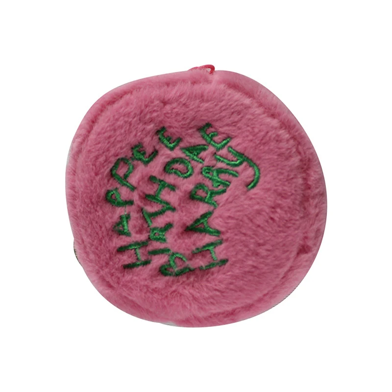 Pink Mini Round Small Makeup Bag Coin Purse Earphone Cord Storage Bag Cute Plush Cake Portable Purse Coin Pouch Storage